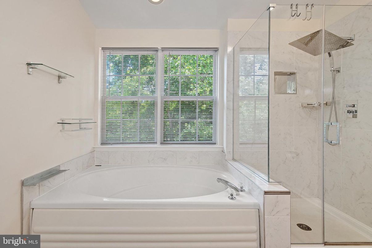 Bathroom, Glass Shower, Interior, Marble Walls, Recessed Lighting