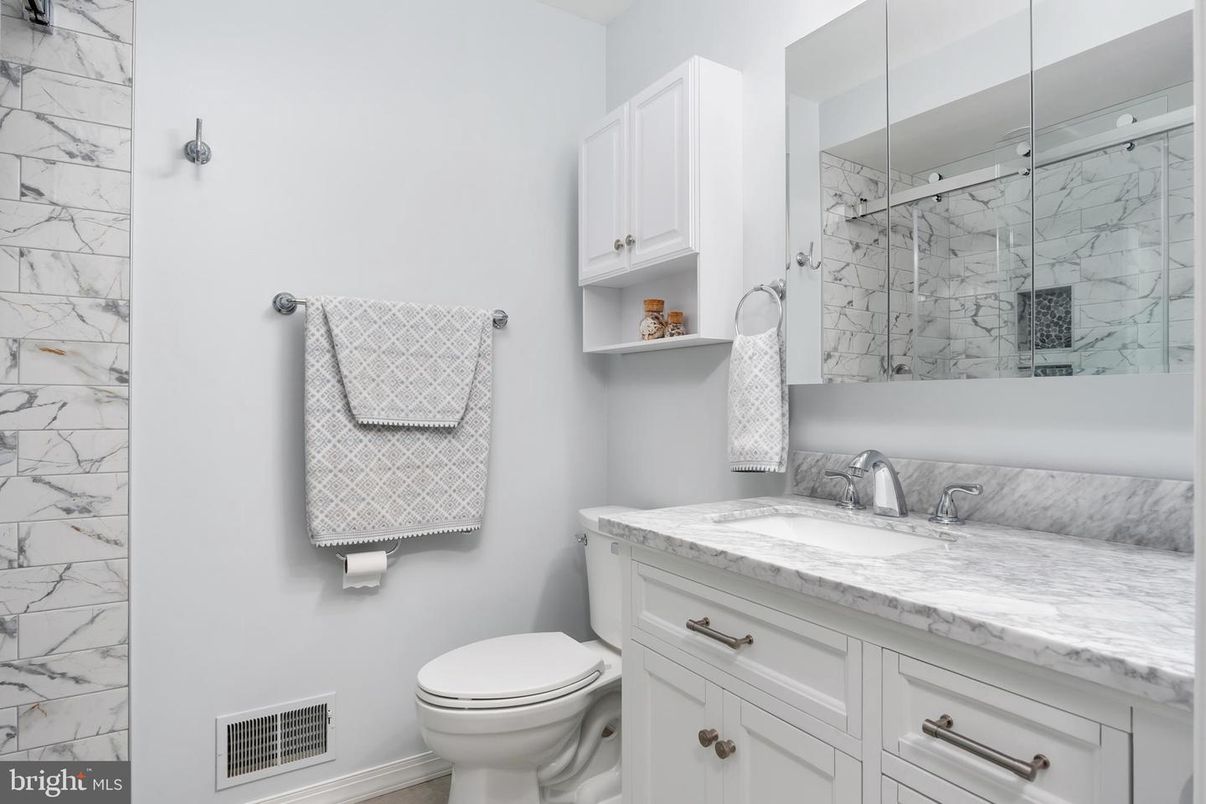 Bathroom, Glass Shower, Interior, Marble Walls