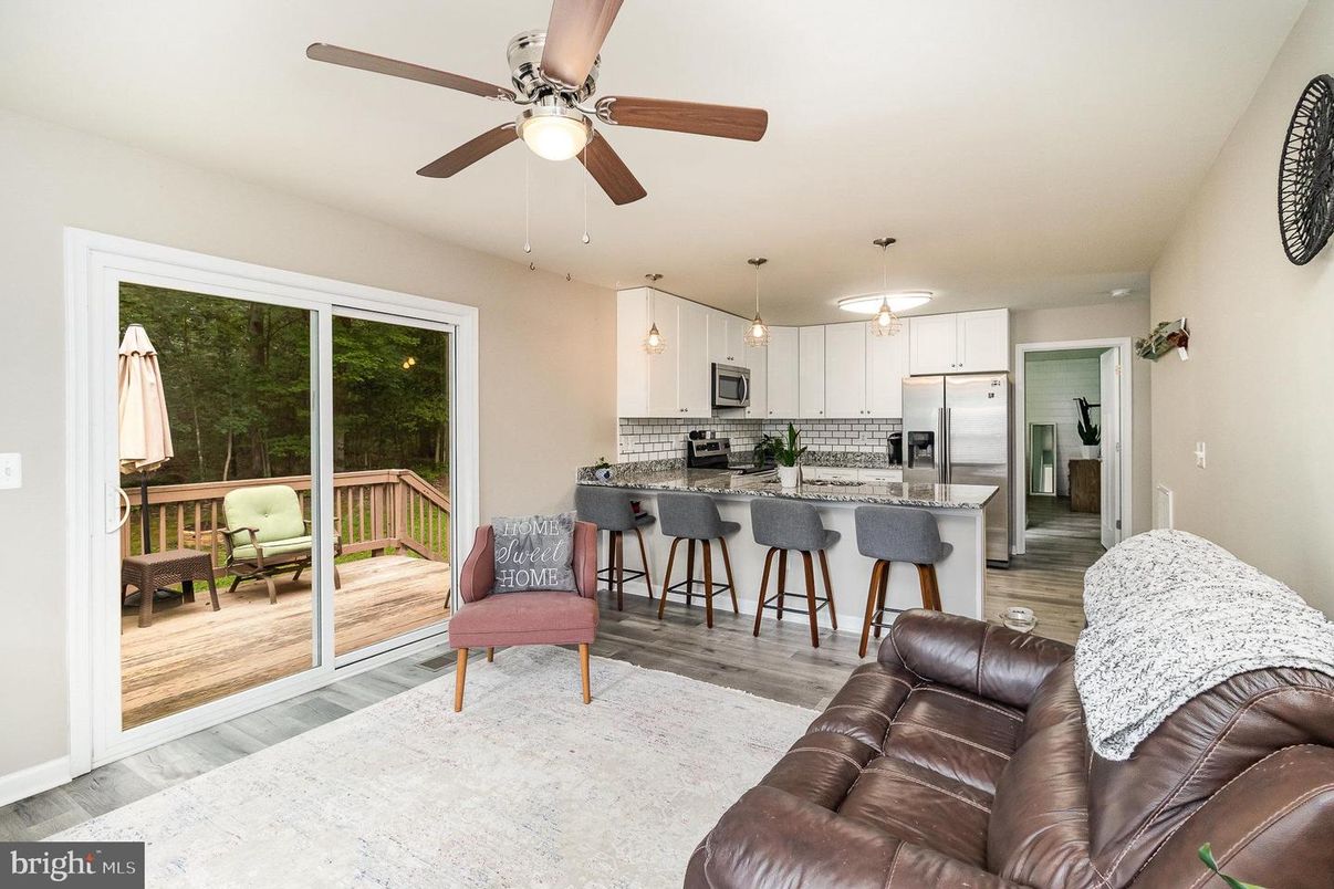 Interior, Kitchen, Pendant Lights, Stainless Steel Appliances, Wood Texture Flooring