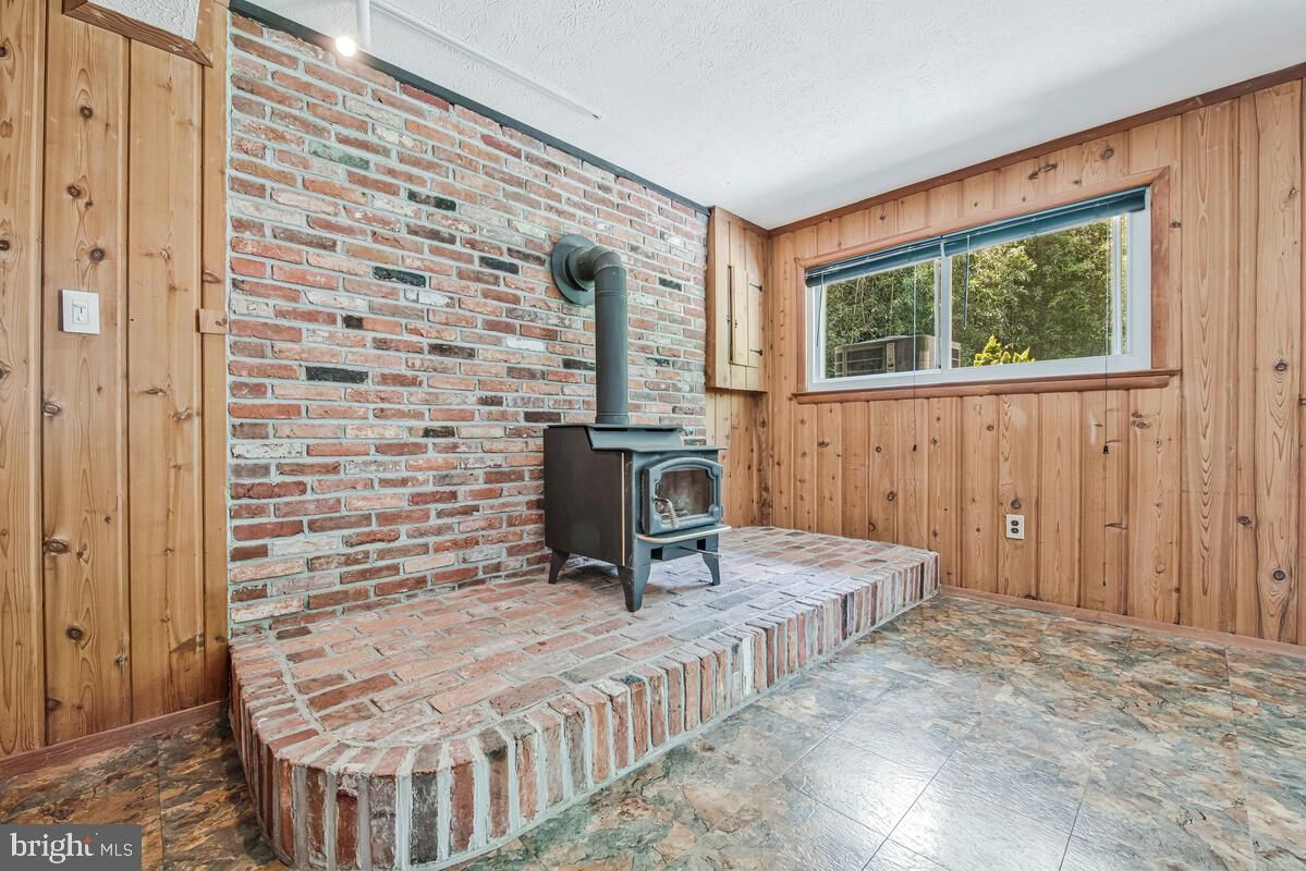 Empty room, Fireplace, Interior, Stone Walls, Wooden Walls