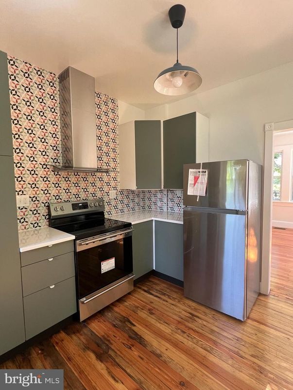 Interior, Kitchen, Pendant Lights, Stainless Steel Appliances, Wood Texture Flooring