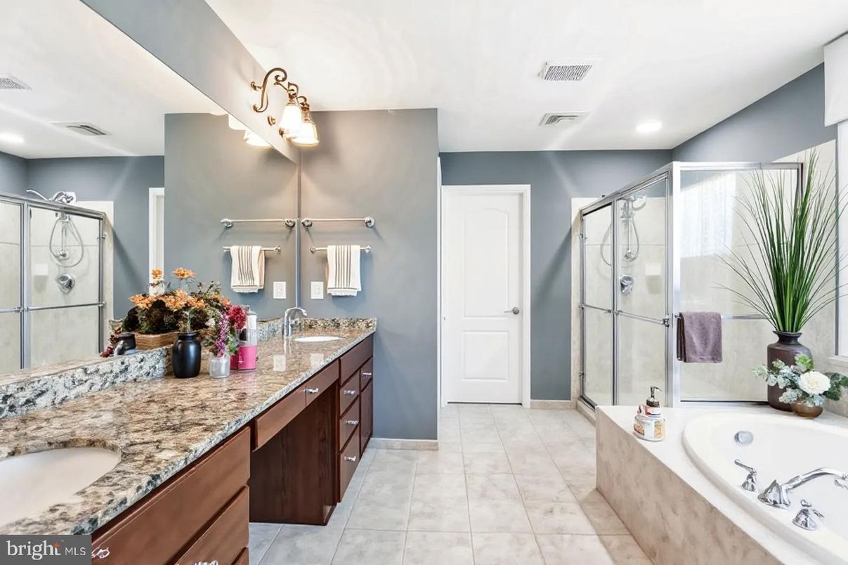 Bathroom, Dual Sink Vanities, Glass Shower, Interior, Recessed Lighting