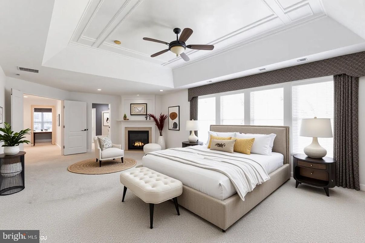 Bedroom, Fireplace, Interior, Recessed Lighting