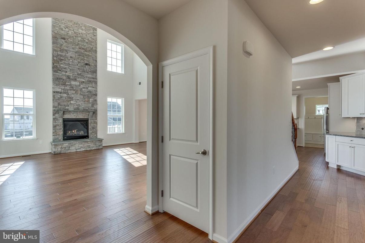 Fireplace, Interior, Recessed Lighting, Wood Texture Flooring