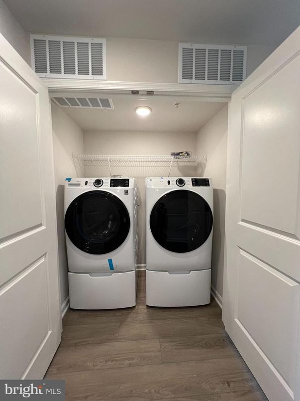 Interior, Recessed Lighting, Utility Closets, Washer, Wood Texture Flooring