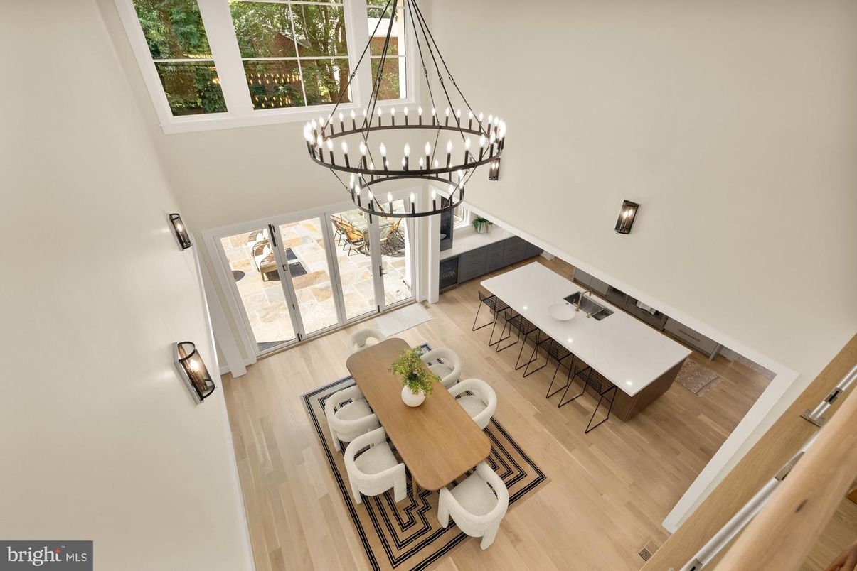 Chandelier, Dining room, Interior, Pendant Lights, Wood Texture Flooring
