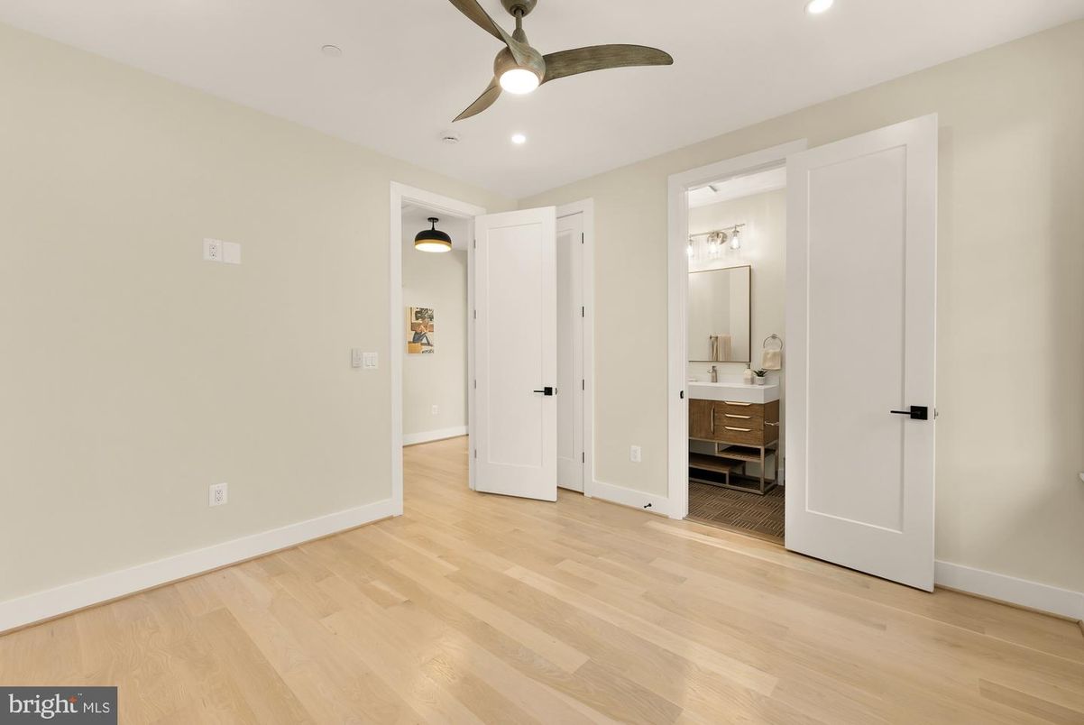 Bathroom, Empty room, Interior, Recessed Lighting, Wood Texture Flooring