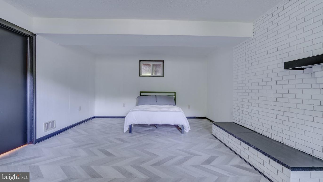 Bedroom, Interior, Stone Walls, Wood Texture Flooring