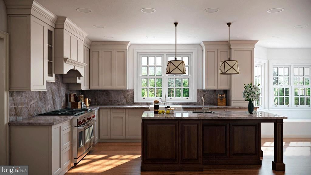 Interior, Kitchen, Pendant Lights, Recessed Lighting, Wood Texture Flooring