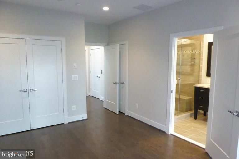 Bathroom, Empty room, Interior, Recessed Lighting, Wood Texture Flooring