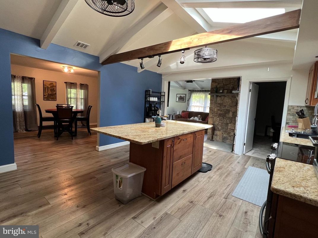 Dining room, Interior, Stone Walls, Wooden Beams, Wood Texture Flooring
