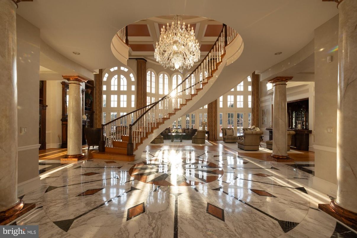 Chandelier, Interior, Marble, Recessed Lighting
