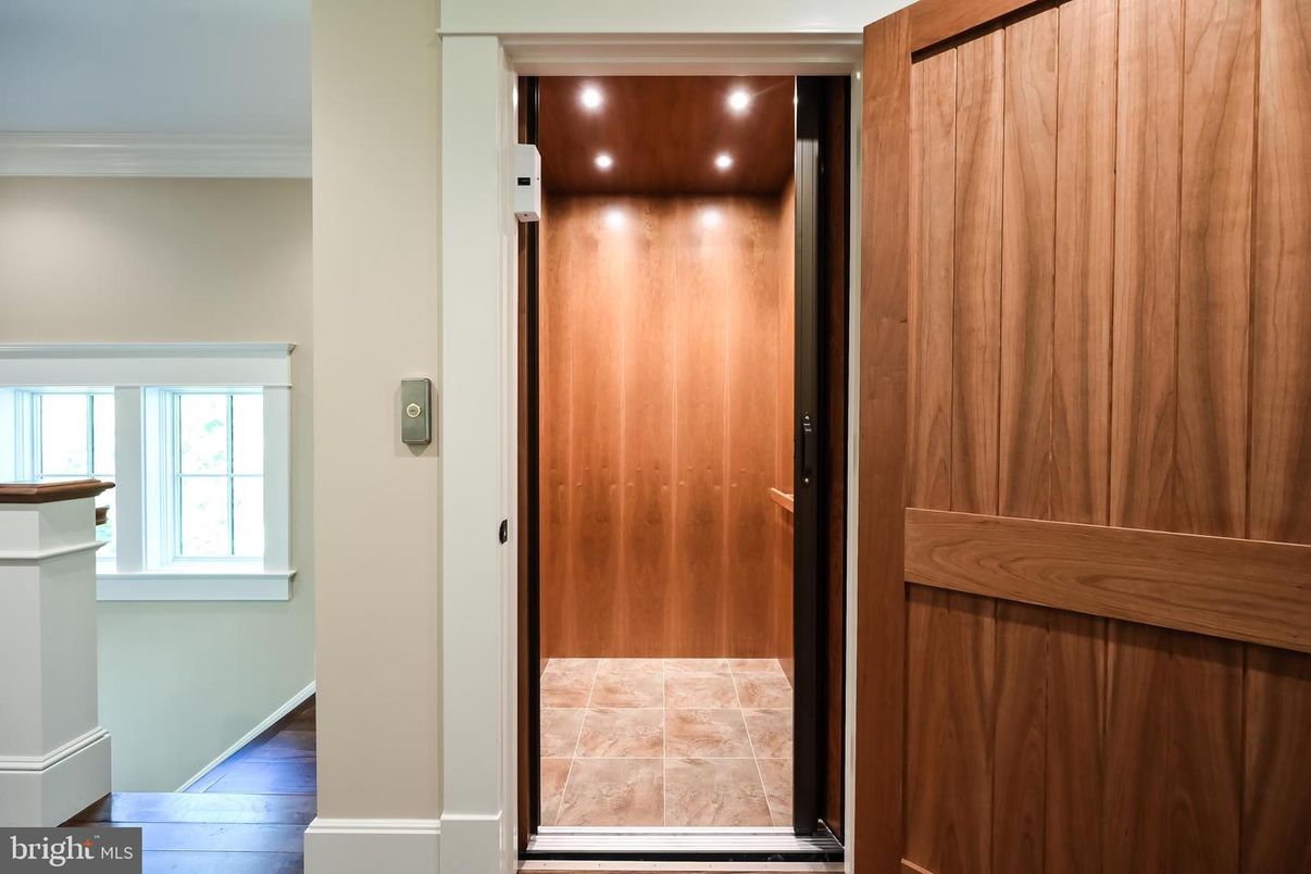 Elevator, Interior, Recessed Lighting, Wooden Ceilings, Wood Texture Flooring, Wooden Walls