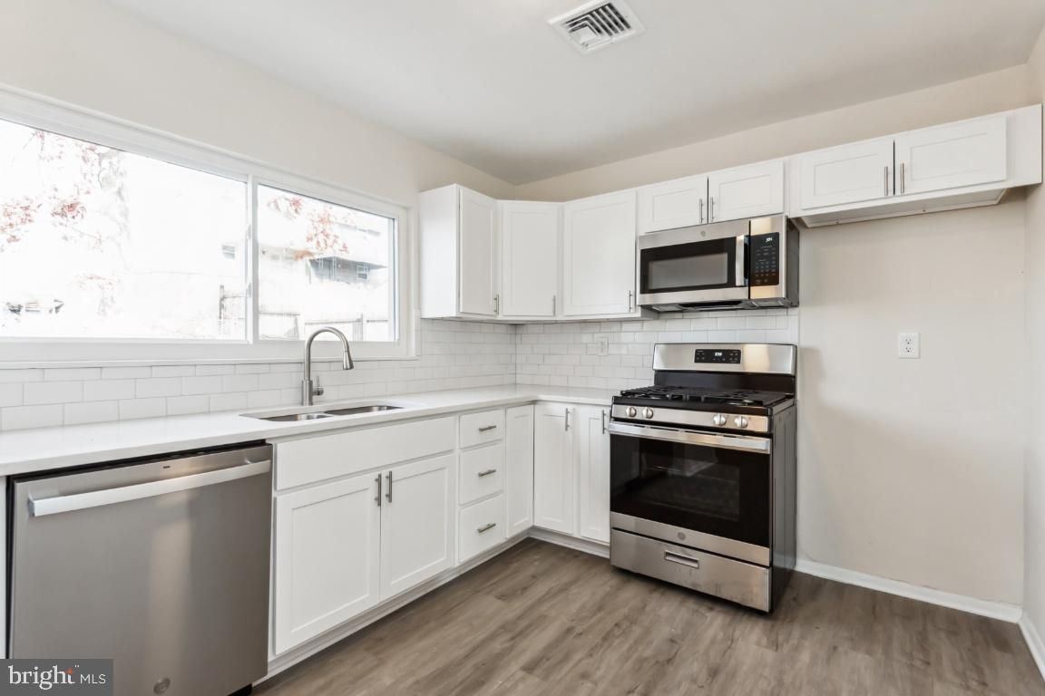 Interior, Kitchen, Stainless Steel Appliances, Wood Texture Flooring