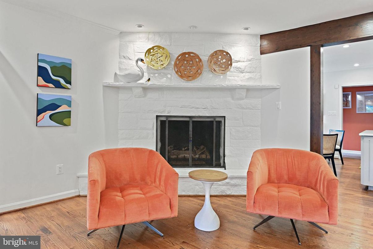 Fireplace, Interior, Recessed Lighting, Wood Texture Flooring