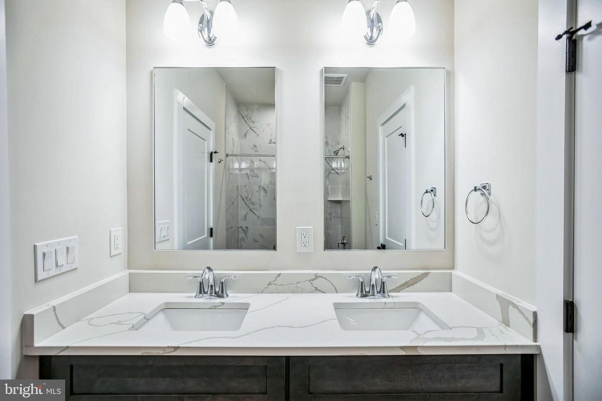 Bathroom, Dual Sink Vanities, Interior, Marble Walls