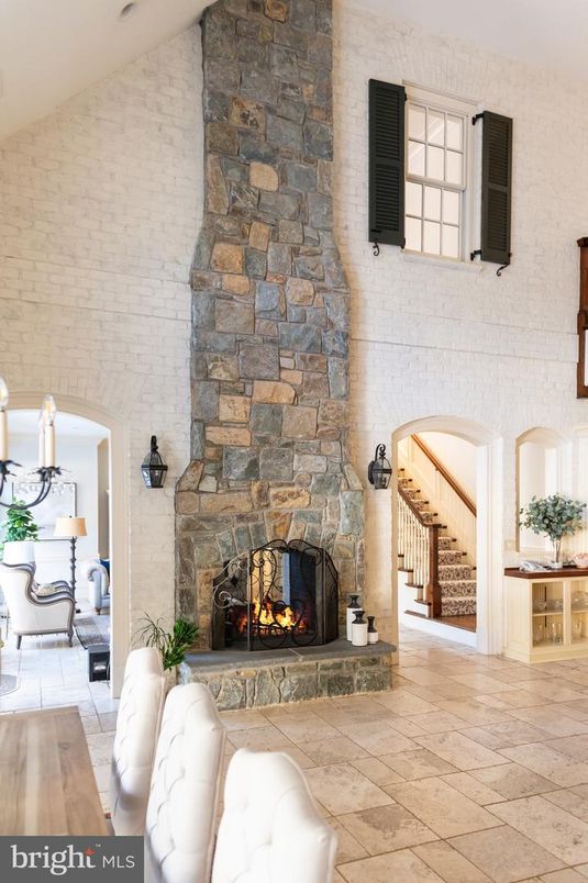 Fireplace, Interior, Stone Walls