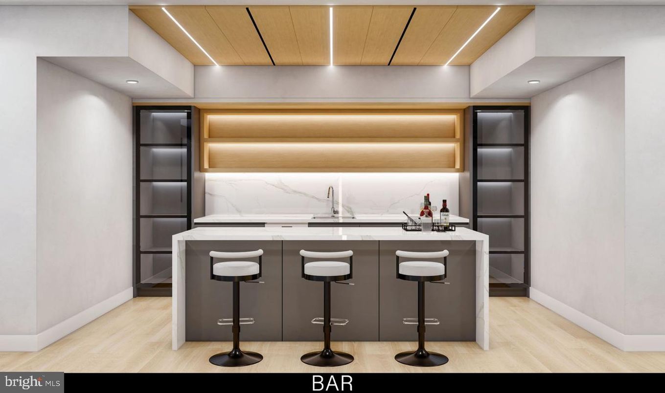Interior, Kitchen, Marble Walls, Recessed Lighting, Wooden Ceilings, Wood Texture Flooring