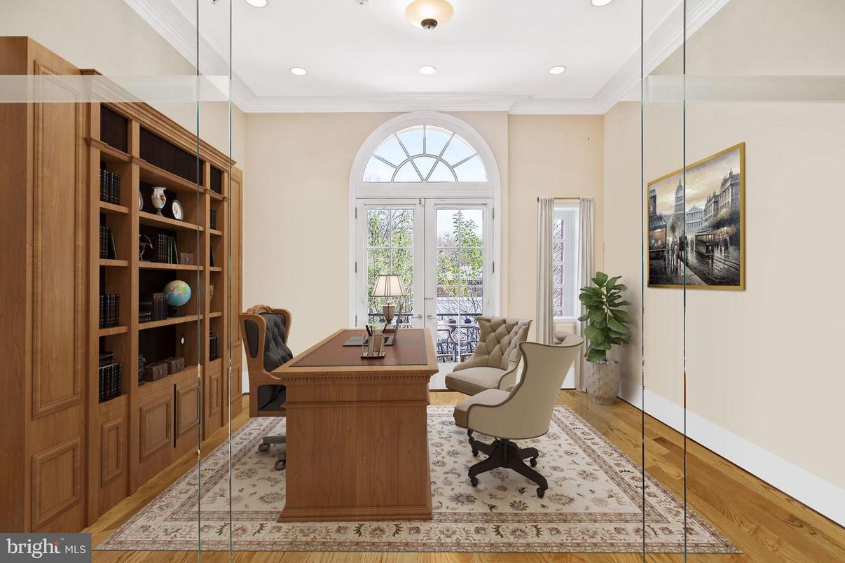 Home Office, Interior, Recessed Lighting, Wood Texture Flooring