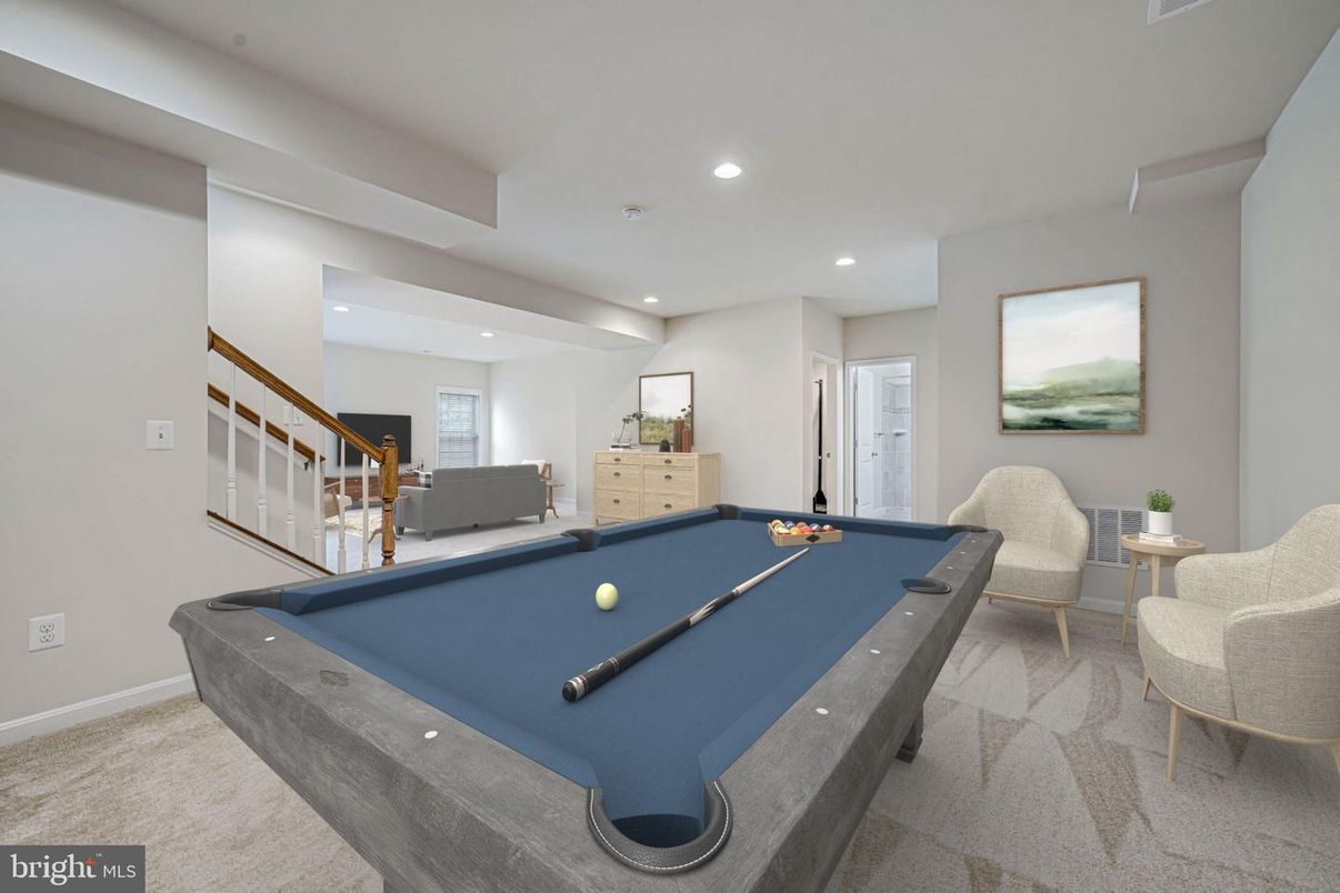Billiard Table, Game Room, Interior, Recessed Lighting