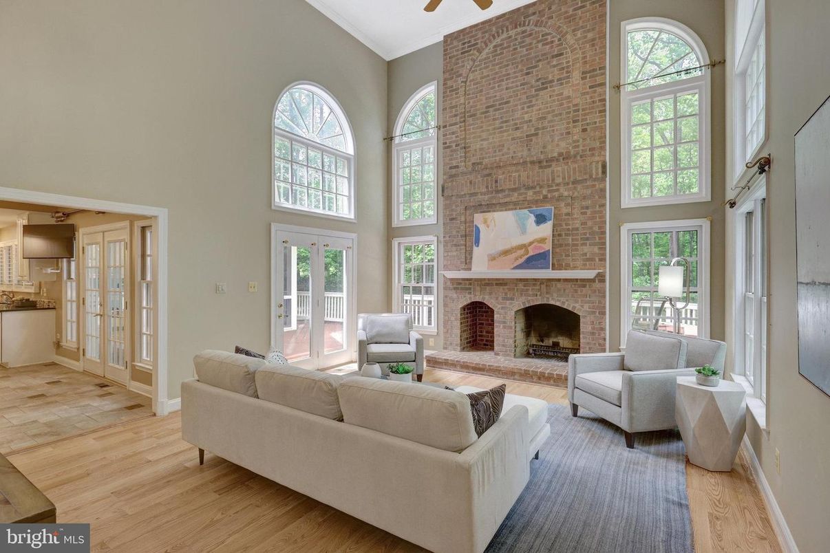 Fireplace, Interior, Living room, Stone Walls, Wood Texture Flooring