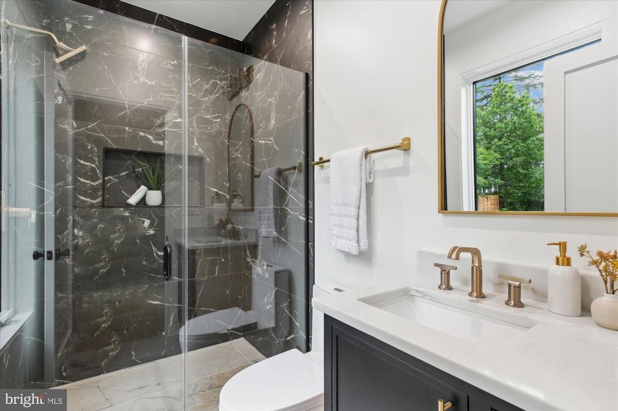 Bathroom, Glass Shower, Interior, Marble Walls