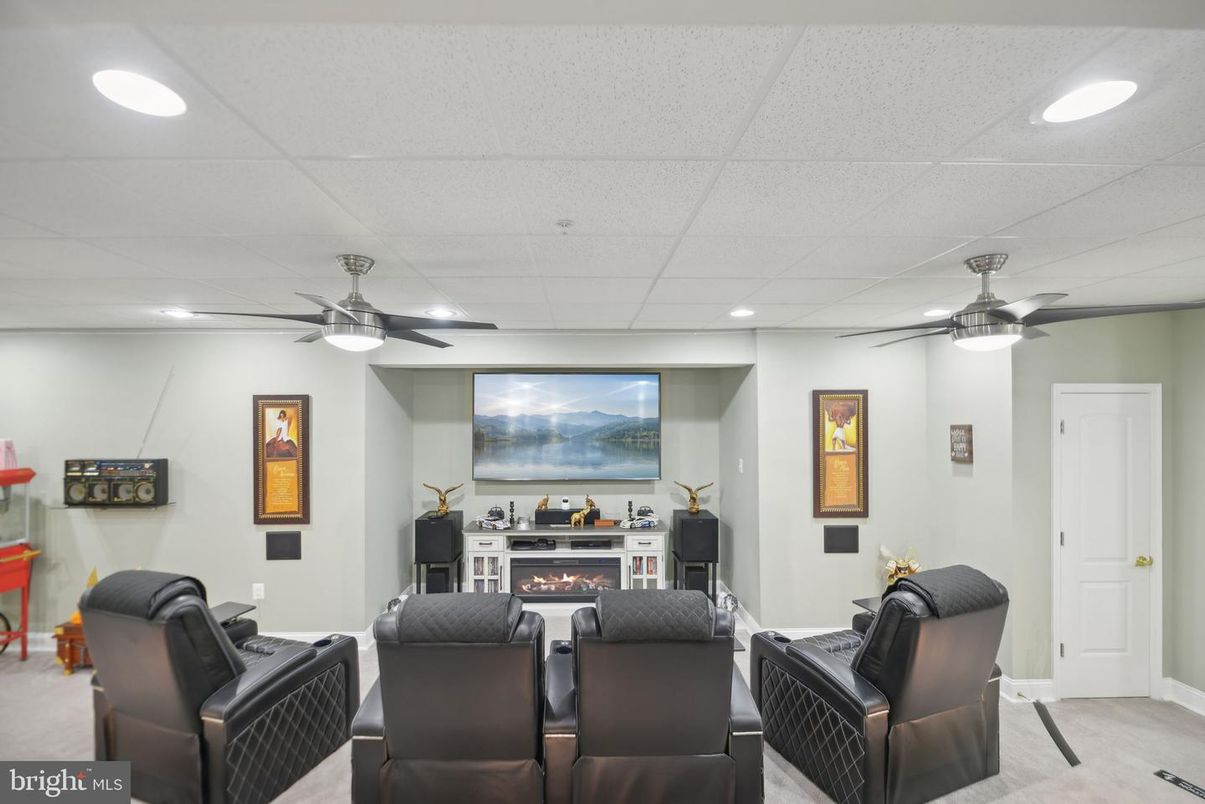Home Theatre Room, Fireplace, Interior, Recessed Lighting