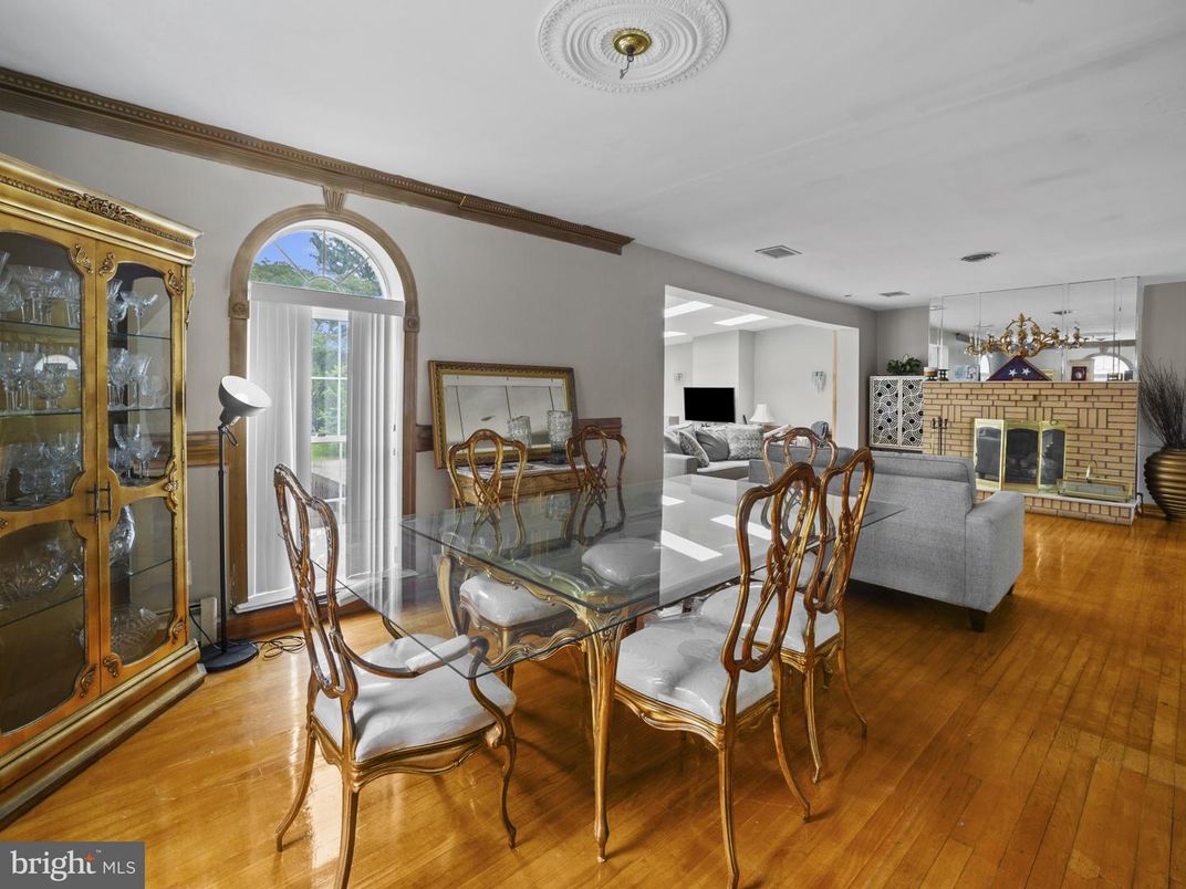 Dining room, Fireplace, Interior, Living room, Stone Walls, Wooden Beams, Wood Texture Flooring