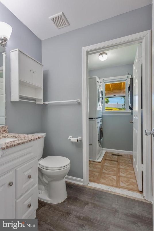 Bathroom, Interior, Washer, Wood Texture Flooring