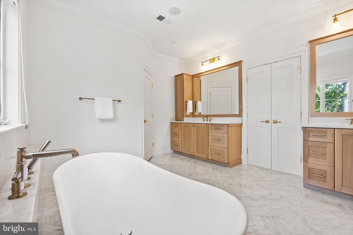 Bathroom, Dual Sink Vanities, Free Standing Baths, Interior, Marble