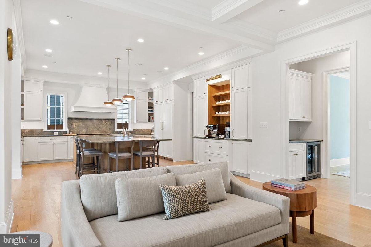 Interior, Kitchen, Pendant Lights, Recessed Lighting, Wood Texture Flooring