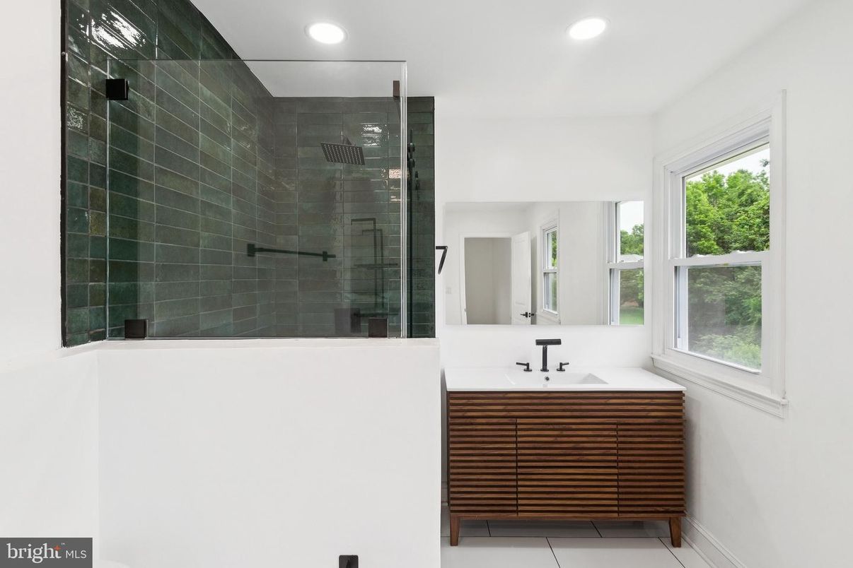 Bathroom, Glass Shower, Interior, Recessed Lighting
