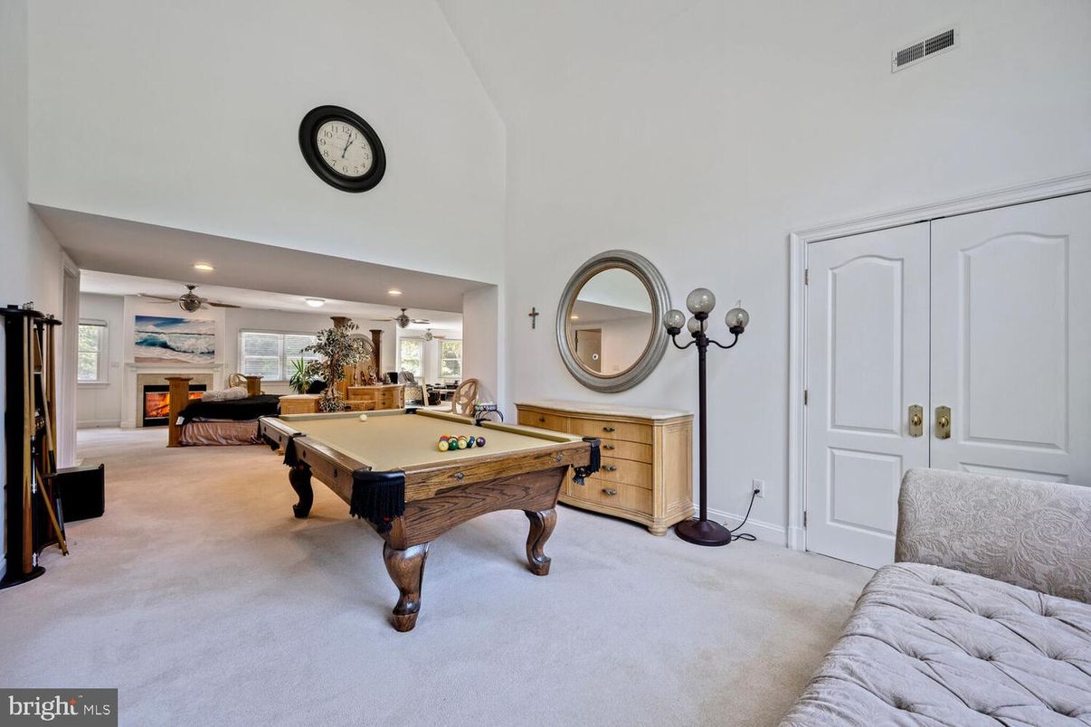 Billiard Table, Fireplace, Game Room, Interior, Recessed Lighting