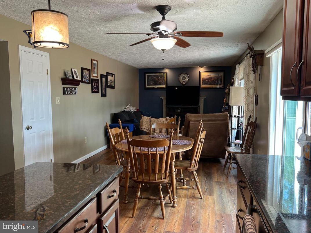 Dining room, Fireplace, Interior, Wood Texture Flooring