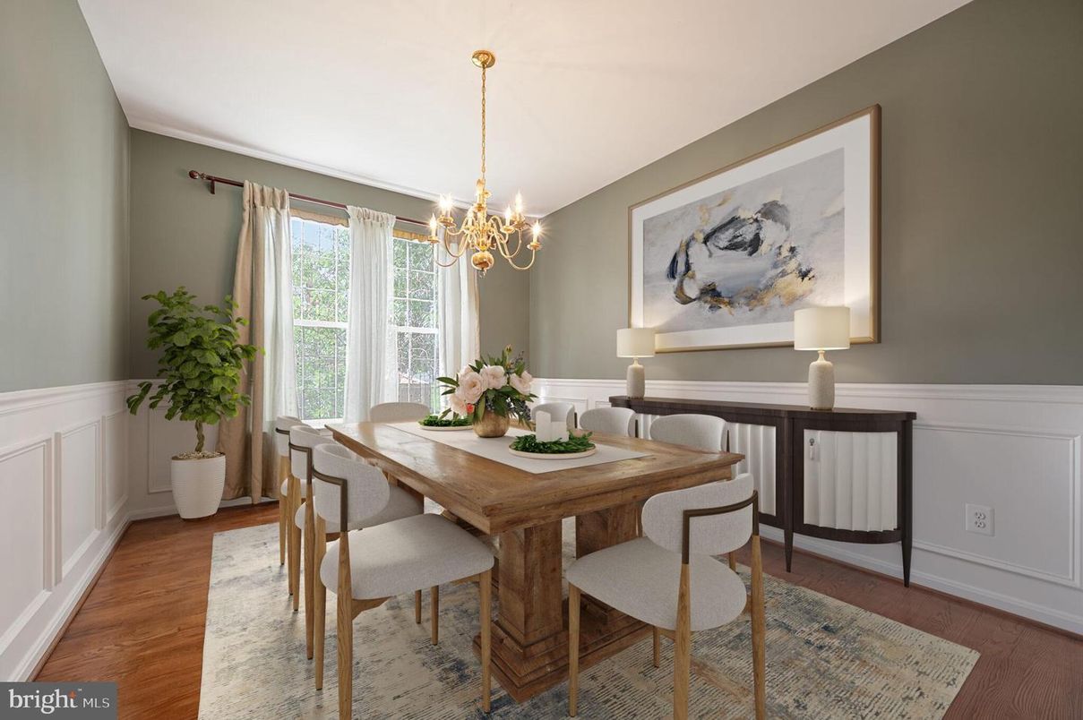 Chandelier, Dining room, Interior, Wood Texture Flooring