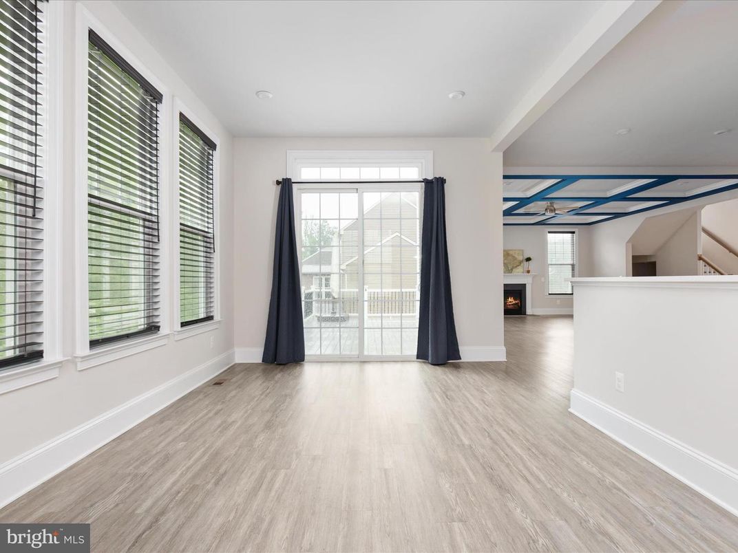 Empty room, Fireplace, Interior, Recessed Lighting, Wood Texture Flooring