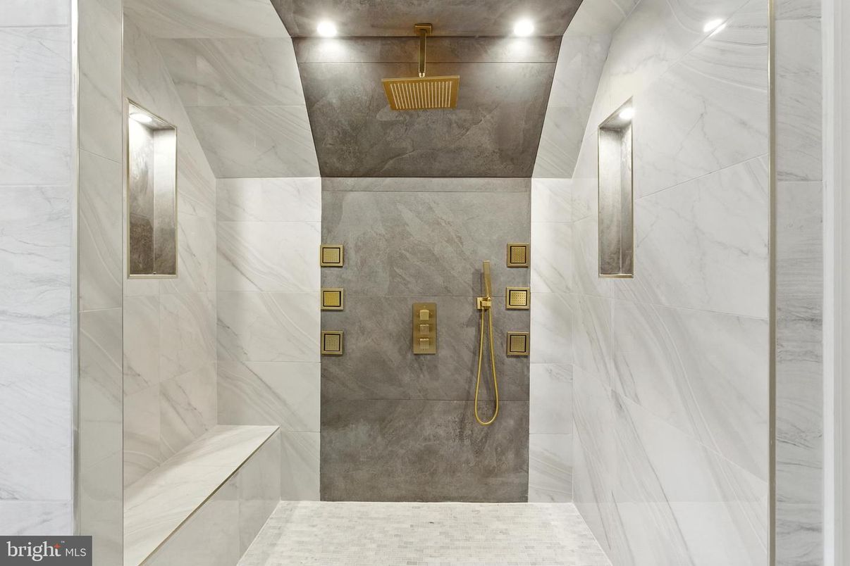 Bathroom, Interior, Marble Walls, Recessed Lighting
