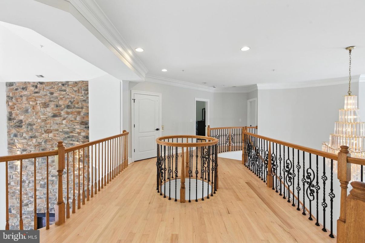 Chandelier, Interior, Recessed Lighting, Stone Walls, Wood Texture Flooring