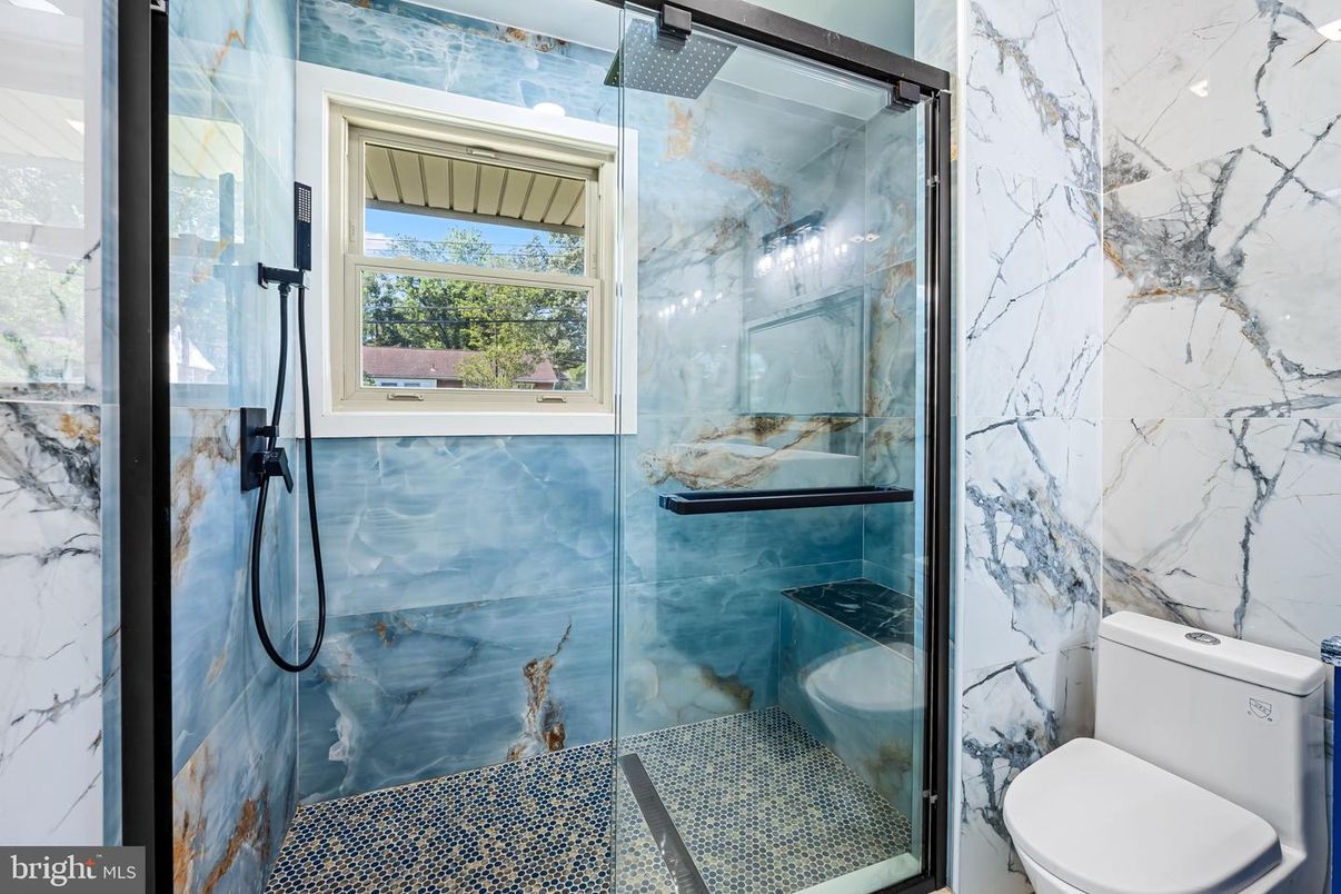 Bathroom, Glass Shower, Interior, Marble Walls