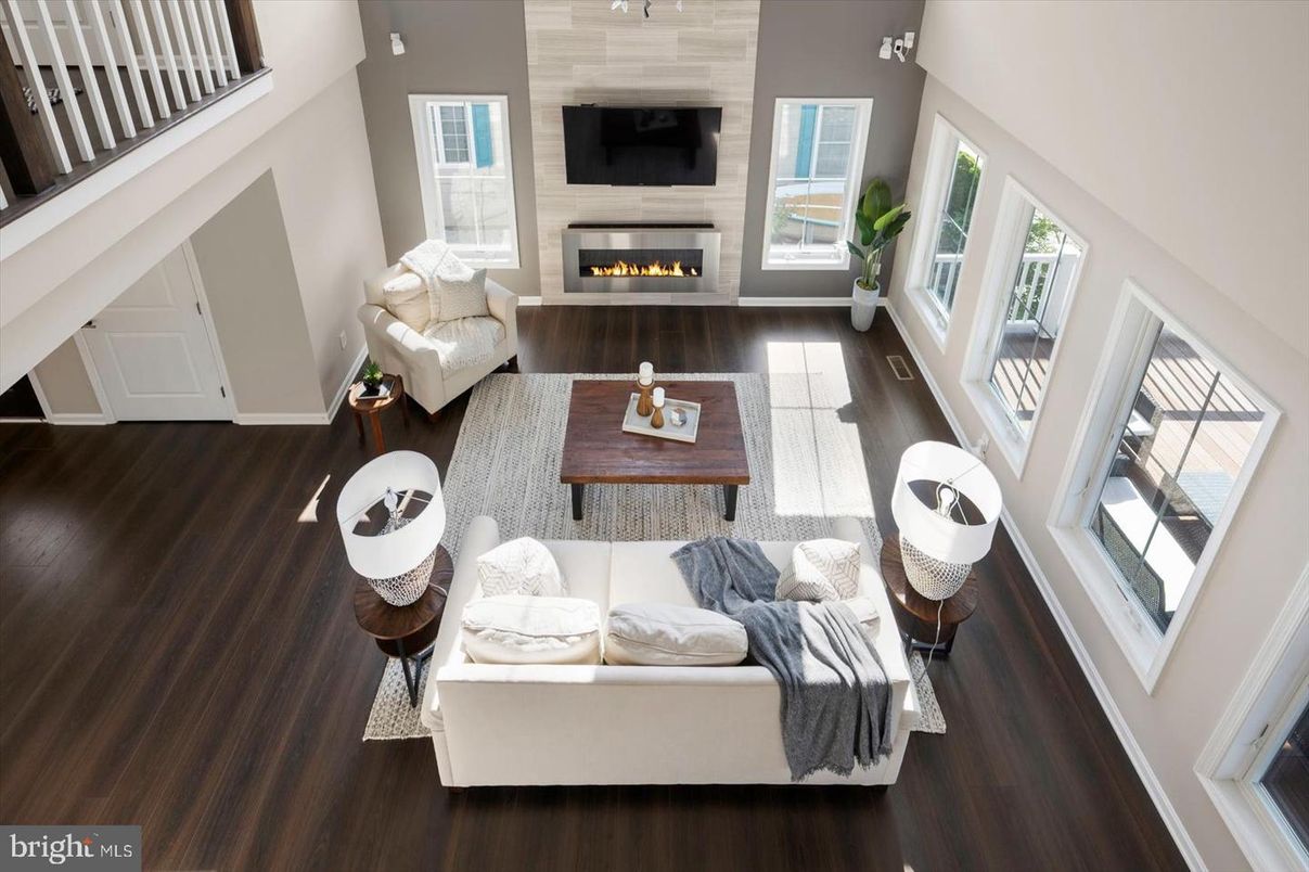 Fireplace, Interior, Living room, Stone Walls, Wood Texture Flooring
