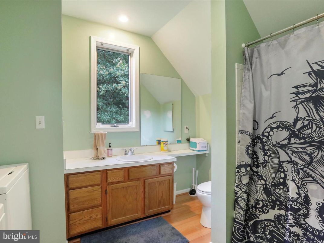 Bathroom, Interior, Recessed Lighting, Wood Texture Flooring