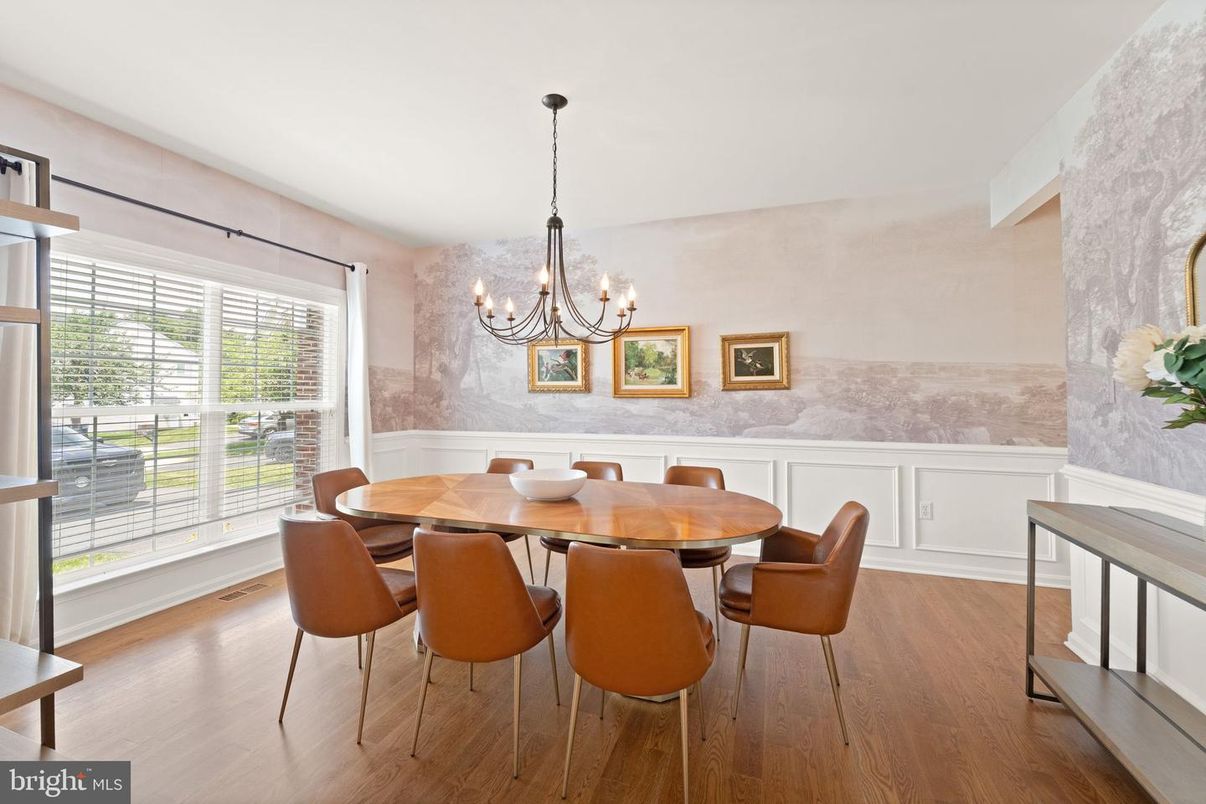 Chandelier, Dining room, Interior, Wood Texture Flooring