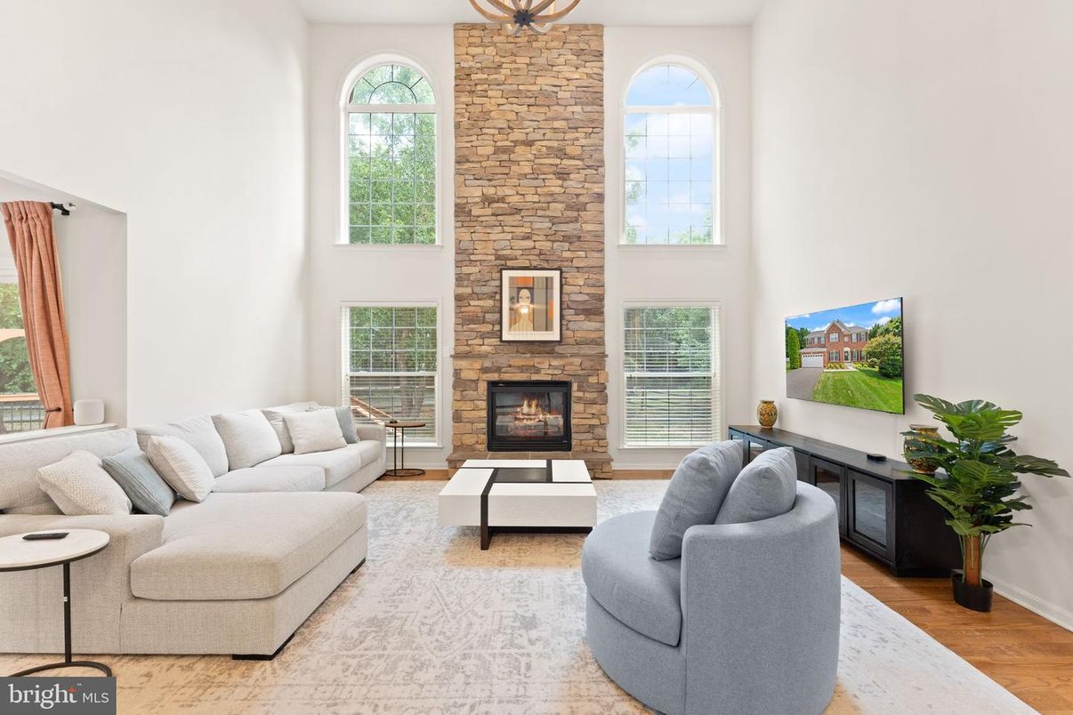 Fireplace, Interior, Living room, Stone Walls, Wood Texture Flooring