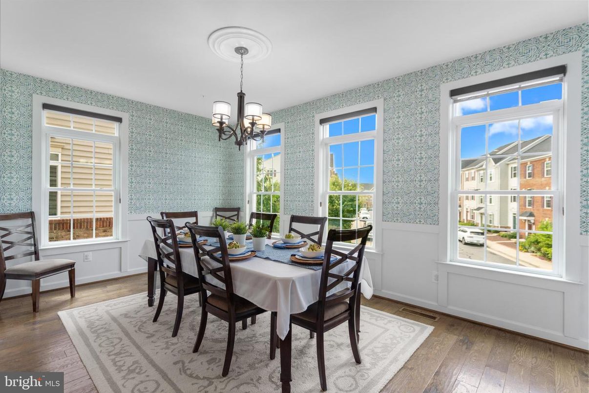 Chandelier, Dining room, Interior, Wood Texture Flooring