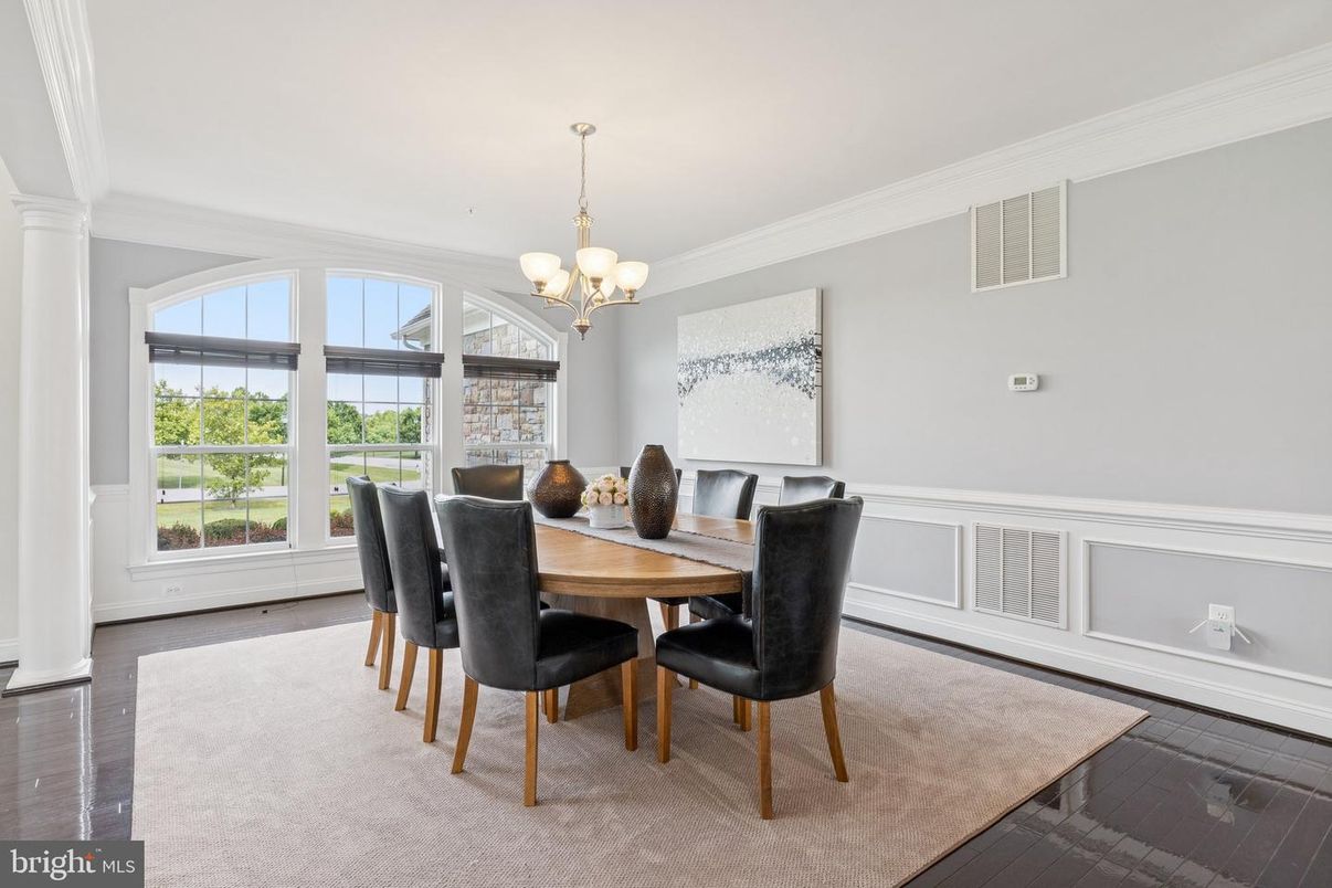Chandelier, Dining room, Interior, Wood Texture Flooring