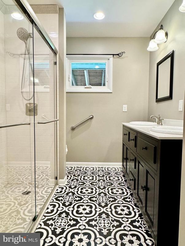 Bathroom, Glass Shower, Interior, Recessed Lighting