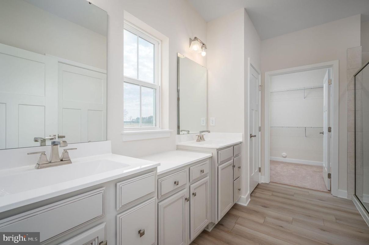 Bathroom, Dual Sink Vanities, Interior, Wood Texture Flooring
