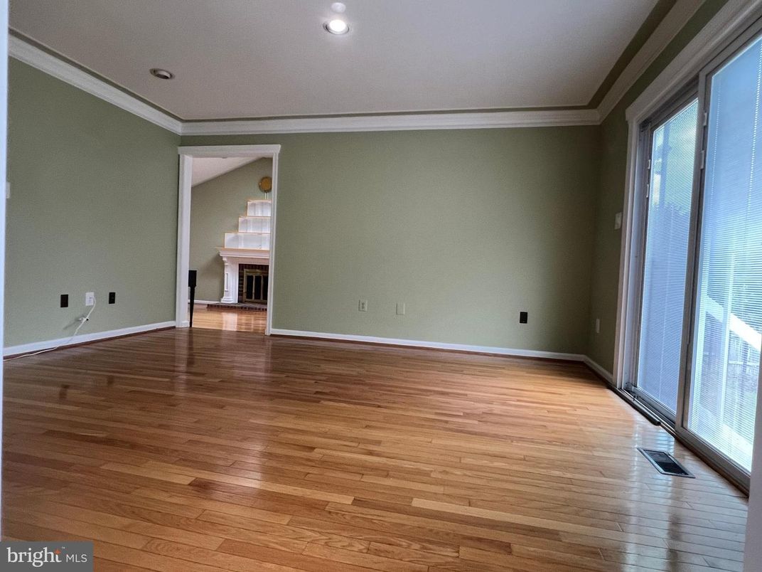 Empty room, Fireplace, Interior, Recessed Lighting, Wood Texture Flooring