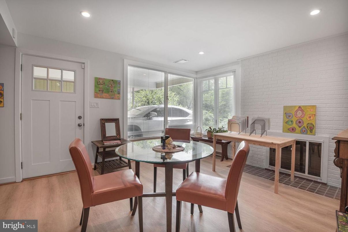 Home Office, Interior, Recessed Lighting, Stone Walls, Wood Texture Flooring