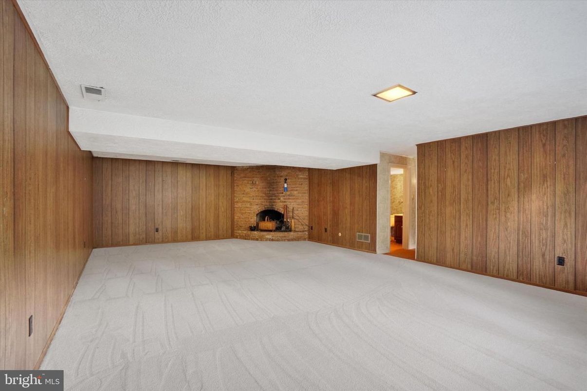 Empty room, Fireplace, Interior, Stone Walls, Wooden Walls